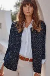 Jjill J.jill Mixed-tweed Cardi In Dark Deep Ocean Multi