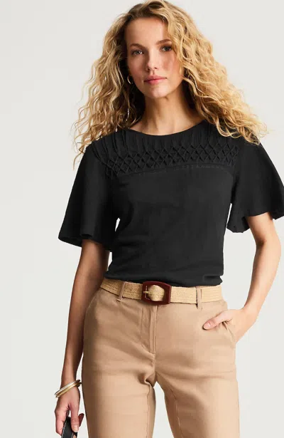Jjill Mixed-media Short-sleeve Top In Black
