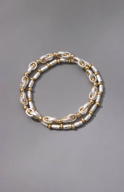 Jjill Mixed-metal Stretch Bracelet Set In Silvertone/goldtone