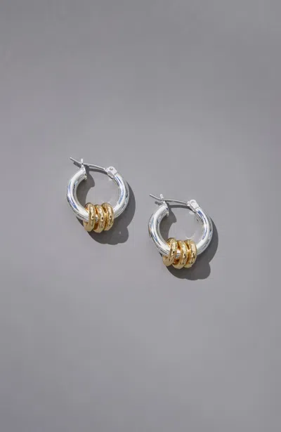 Jjill Mixed-metals Interlock Hoop Earrings In Silvertone/goldtone