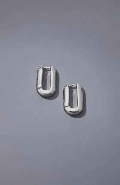 Jjill Modern Geometric Hoops In Silvertone