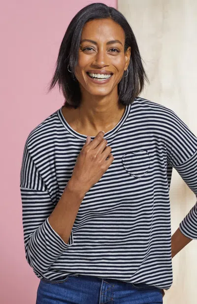 Jjill J.jill More Love Heart Tee In Navy Blue,light Grey Heather
