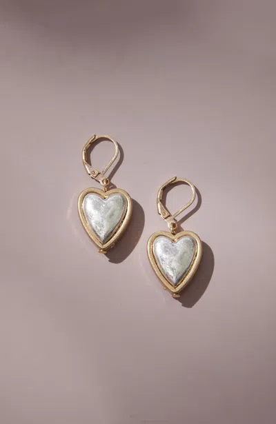 Jjill J.jill More Love Mixed-metals Heart Earrings In Silvertone,goldtone