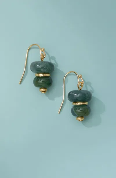 Jjill Moss Agate Beaded Earrings In Green