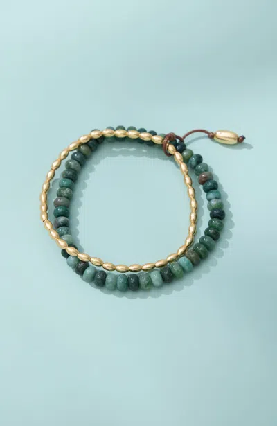Jjill Moss Agate Stretch Bracelet In Multi