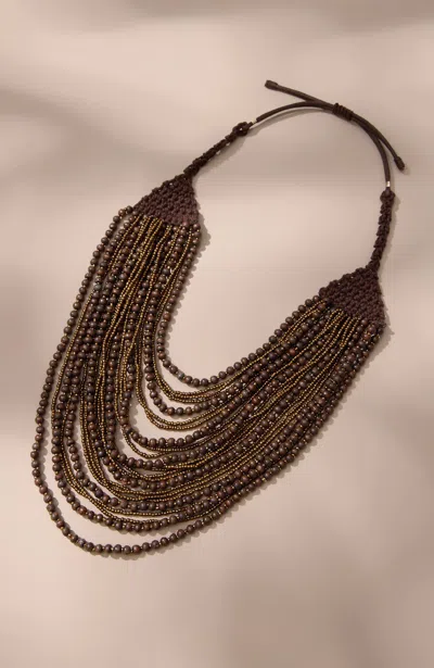 Jjill Multistrand Beaded Statement Necklace In Brown