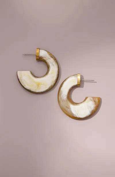 Jjill Natural Horn Hoop Earrings In Multi