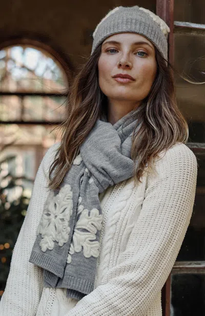 Jjill J.jill Needle-felted Snowflake Scarf In Grey Heather,cream