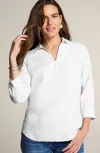 Jjill J.jill Non-iron Linen Popover Shirt In White