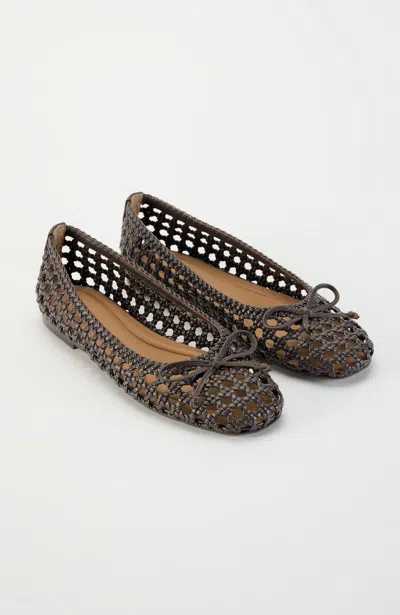 Jjill Olivia Open-weave Bow Flats In Brown