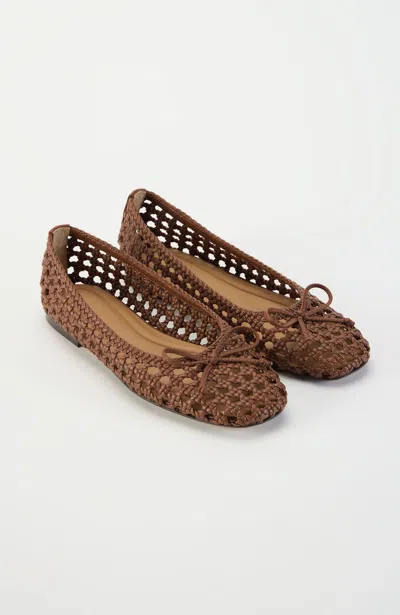 Jjill Olivia Open-weave Bow Flats In Brown