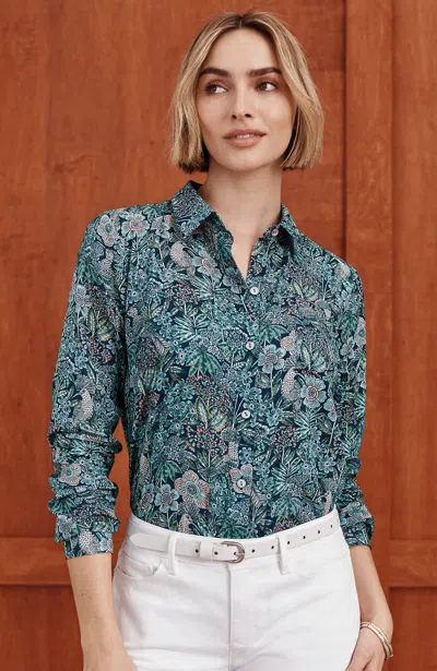 Jjill J.jill One-pocket Shirred-back Shirt In Green