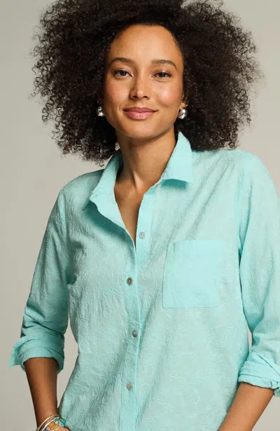 Jjill J.jill One-pocket Shirred-back Shirt In Sea Mist
