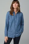 Jjill J.jill One-pocket Shirred-back Shirt In Westerly Wash,navy Blue