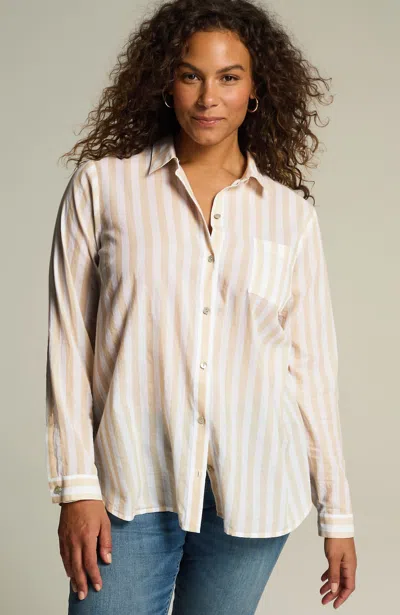 Jjill J.jill One-pocket Shirred-back Shirt In White,macchiato