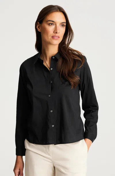 Jjill One-pocket Button-front Shirt In Black