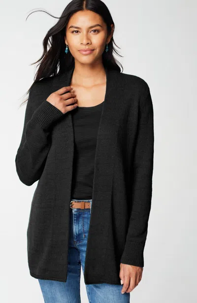 Jjill J.jill Open-front Shawl-collar Cardi In Black