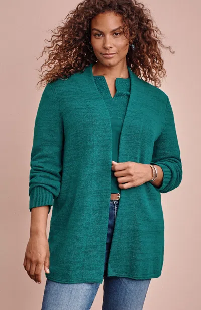 Jjill J.jill Open-front Shawl-collar Cardi In Oceanside