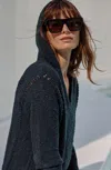 Jjill J.jill Open-texture Hooded Sweater In Navy Blue