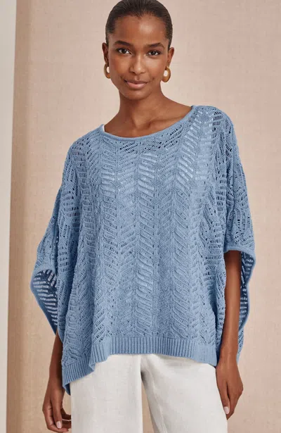 Jjill Open-knit Poncho In Blue