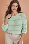 Jjill Open-texture Pullover Sweater In Green