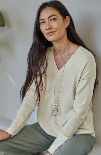 Jjill J.jill Organically Grown Cotton Seamed Sweater In Oatmeal Heather