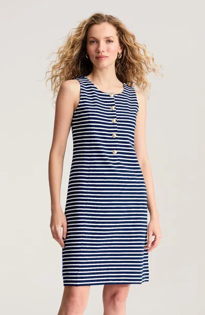 Jjill Ottoman Henley Dress In Blue