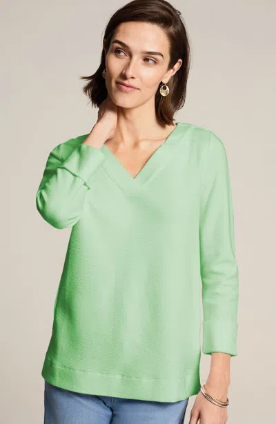 Jjill J.jill Ottoman-knit Rolled-cuff Top In Seafoam Green