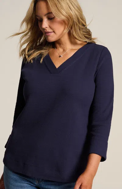 Jjill J.jill Ottoman-knit Rolled-cuff Top In Starry Night