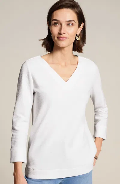 Jjill J.jill Ottoman-knit Rolled-cuff Top In White