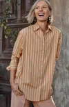 Jjill J.jill Oversized Cotton Poplin Tunic In Praline Absolute Stripe