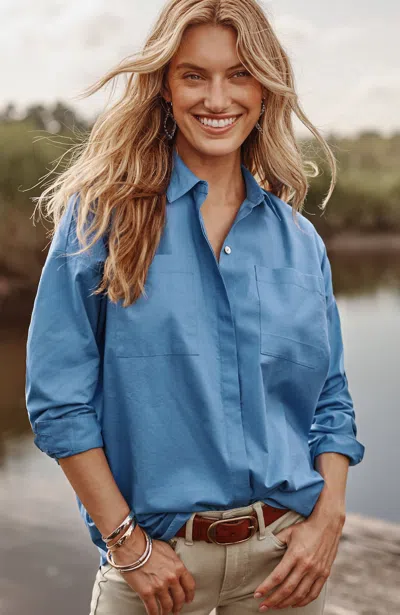 Jjill J.jill Oversized Poplin Tunic In Blue Agate