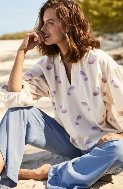 Jjill J.jill Oversized Split-neck Top In Barley Multi