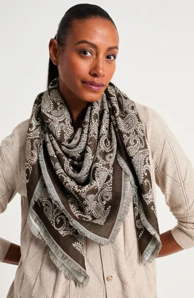 Jjill Paisley Jacquard Scarf In French Roast Multi