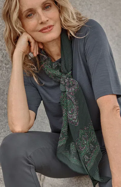 Jjill J.jill Paisley-pleated Scarf In Grey Lead Multi