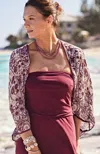 Jjill J.jill Paisley-printed Shrug In Cranberry Multi