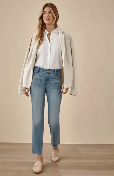 Jjill J.jill Patch-pocket Fringe-hem Jeans In Blue