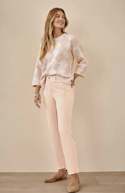 Jjill J.jill Patch-pocket Fringe-hem Jeans In Pink