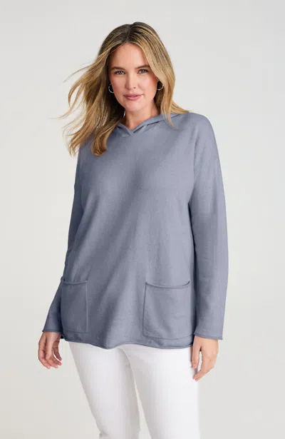 Jjill J.jill Patch-pocket Hooded Sweater In Blue