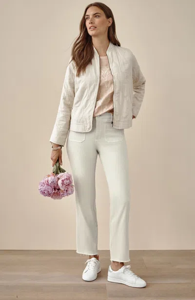 Jjill Patch-pocket Fringe-hem Jeans In Light Silver Birch