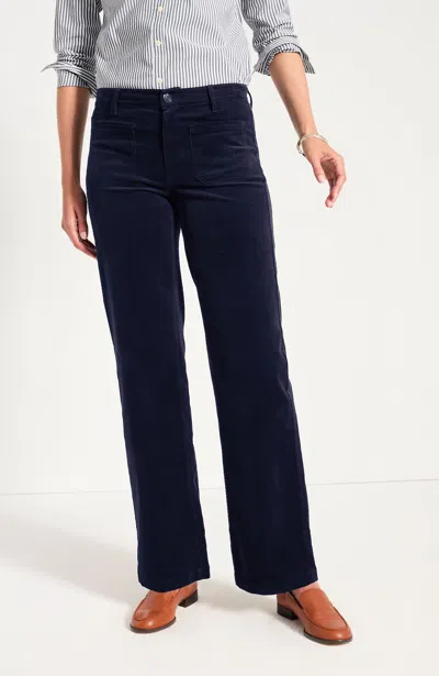 Jjill Patch-pocket Wide-leg Cord Pants In Navy Blue