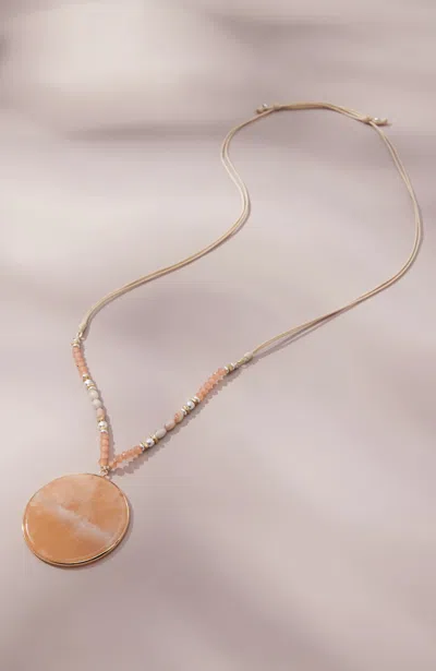Jjill J.jill Peach Agate Pendant Necklace In Pink Multi