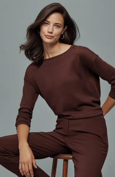 Jjill Petite Ava Boat-neck Sweater In Burgundy