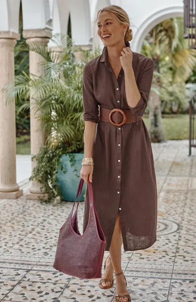 Jjill Petite Belted A-line Shirtdress In Beechnut