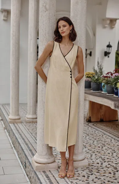 Jjill Petite Buttoned Wrap Dress In Neutral