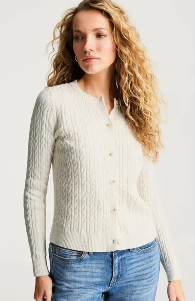 Jjill Petite Cabled Button-front Cardigan In Cream