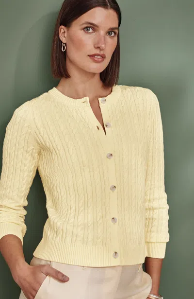 Jjill Petite Cabled Button-front Cardigan In Sunlight
