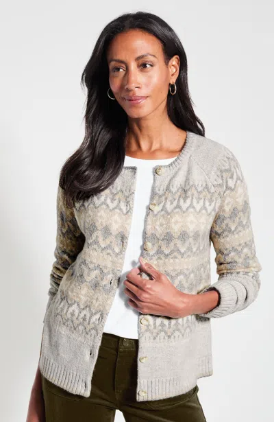 Jjill Petite Classic Fair Isle Cardigan In Grey