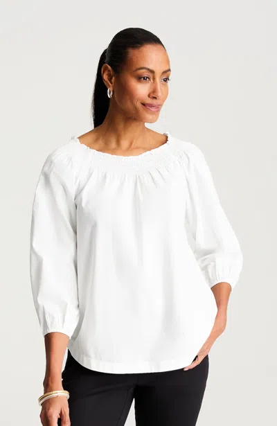 Jjill Petite Convertible-shoulder Top In White
