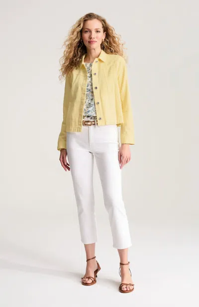 Jjill Petite Cotton & Linen Seamed Denim Jacket In Yellow/gold